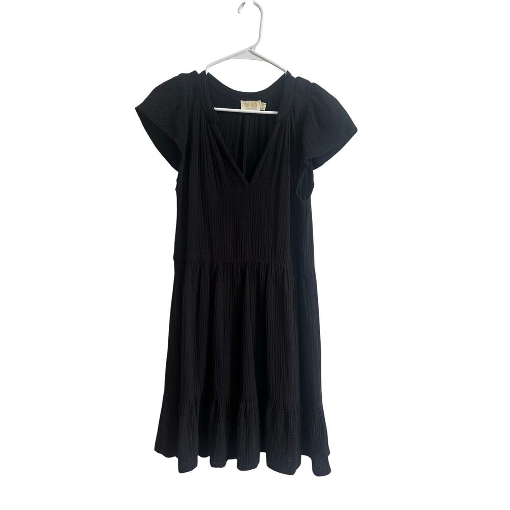 Nation Ltd Padma Ruffle Mini Dress Black Sz S Cotton Cap Sleeve Nice! - Picture 2 of 6